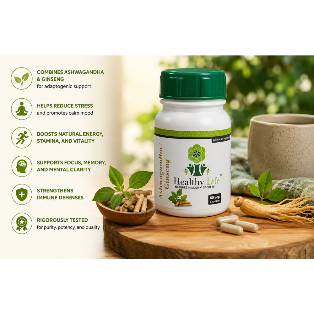 Healthy Life- Ashwagandha/Ginseng Capsules 60s - Image 8