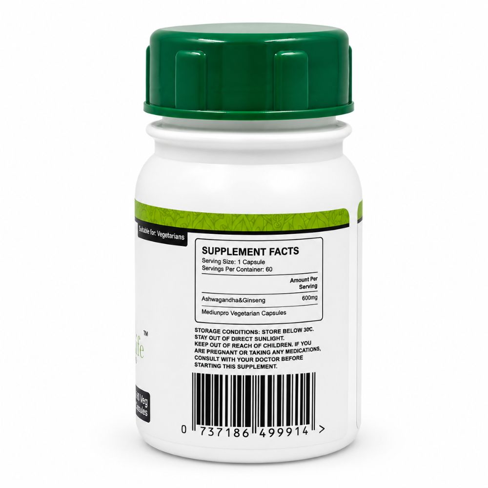 Healthy Life- Ashwagandha/Ginseng Capsules 60s - Image 2